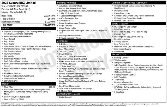 2023 Subaru BRZ Limited