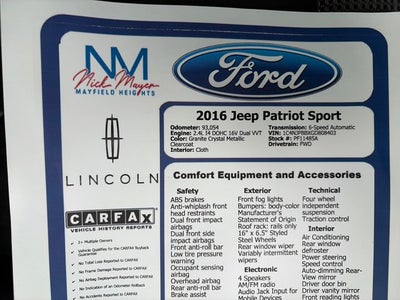 2016 Jeep Patriot Sport