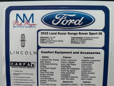 2025 Land Rover Range Rover Sport SE