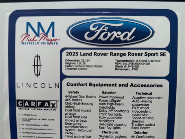 2025 Land Rover Range Rover Sport SE
