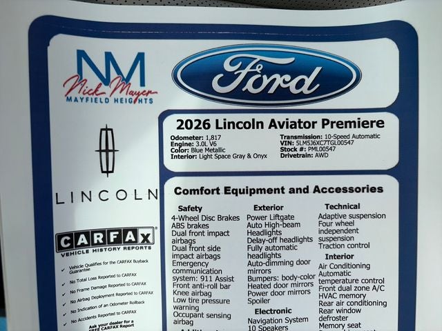 2026 Lincoln Aviator Premiere