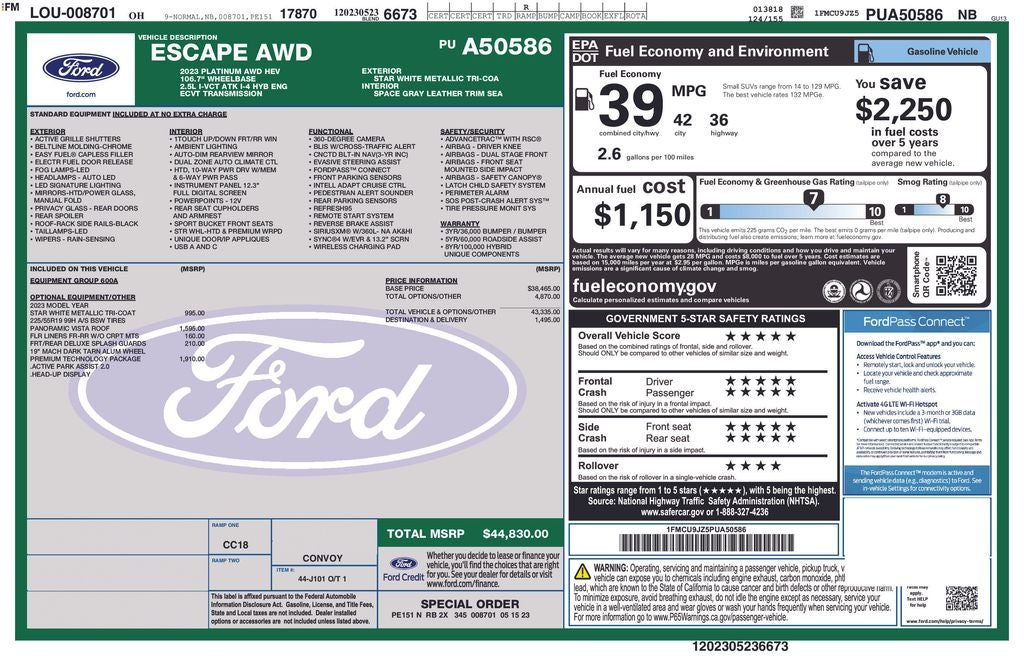 2023 Ford Escape Hybrid Platinum