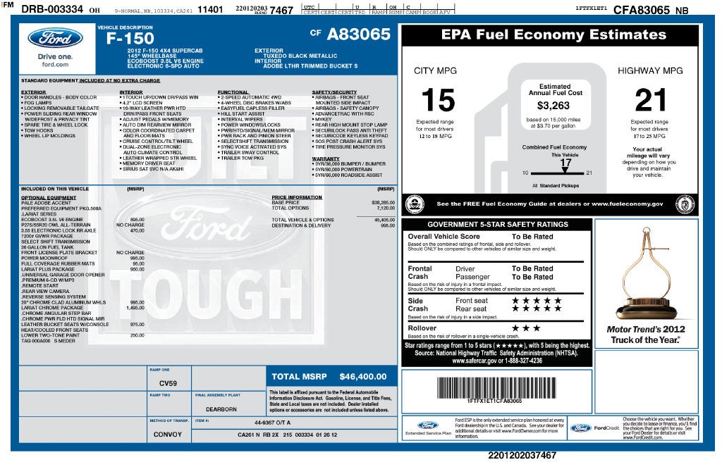 2012 Ford F-150 Lariat
