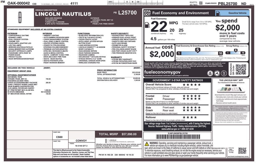 2023 Lincoln Nautilus Reserve