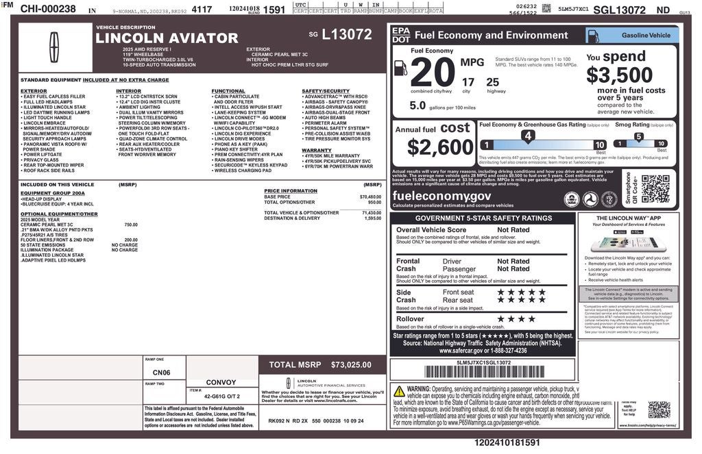 2025 Lincoln Aviator Reserve Premium