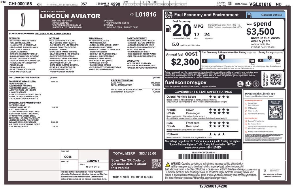 2027 Lincoln Aviator Reserve