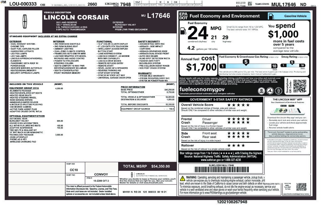 2021 Lincoln Corsair Reserve