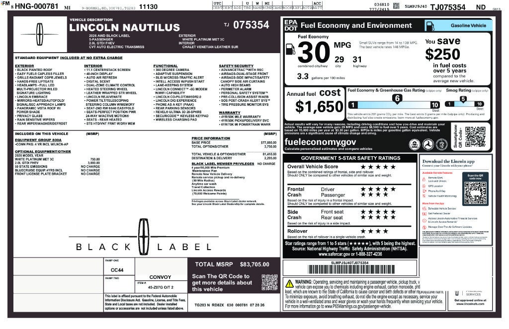 2026 Lincoln Nautilus Black Label